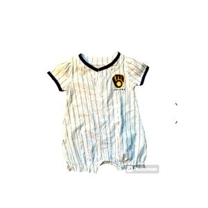 Milwaukee Brewers Infant Bodysuit 3-6M Pinstripe MLB One Piece Baby Jersey New